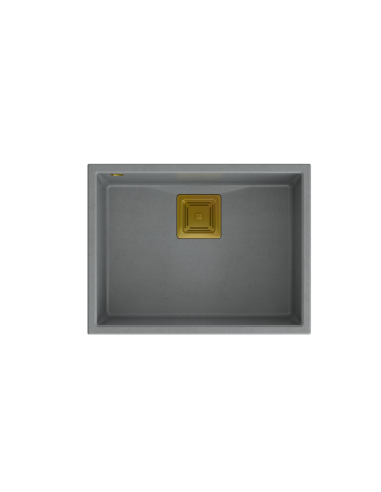 DAVID 50 + nano PVD 1-bowl undermount sink with square waste + save space siphon PVD colour / silver stone / gold elements - 2
