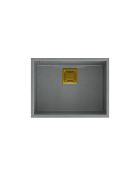 DAVID 50 + nano PVD 1-bowl undermount sink with square waste + save space siphon PVD colour / silver stone / gold elements - 2