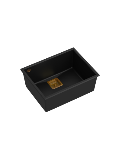 DAVID 50 + nano PVD 1-bowl undermount sink with square waste + save space siphon PVD colour / pure carbon / copper elements - 1
