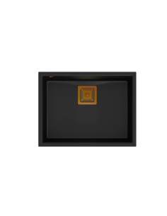 DAVID 50 + nano PVD 1-bowl undermount sink with square waste + save space siphon PVD colour / pure carbon / copper elements - 1 2