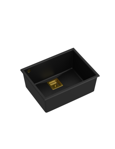 DAVID 50 + nano PVD 1-bowl undermount sink with square waste + save space siphon PVD colour / pure carbon / gold elements - 1