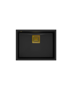 DAVID 50 + nano PVD 1-bowl undermount sink with square waste + save space siphon PVD colour / pure carbon / gold elements - 1 2
