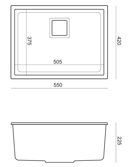 DAVID 50 + nano PVD 1-bowl undermount sink with square waste + save space siphon PVD colour / pure carbon / gold elements - 3