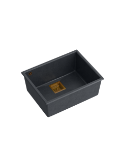 DAVID 50 + nano PVD 1-bowl undermount sink with square waste + save space siphon PVD colour / black diamond / copper elements - 