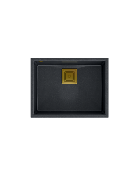 DAVID 50 + nano PVD 1-bowl undermount sink with square waste + save space siphon PVD colour / black diamond / gold elements - 2