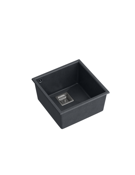DAVID 40 1-bowl undermount sink with square waste + save space siphon / black diamond / steel elements - 1