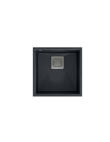 DAVID 40 1-bowl undermount sink with square waste + save space siphon / black diamond / steel elements - 2