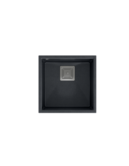 DAVID 40 1-bowl undermount sink with square waste + save space siphon / black diamond / steel elements - 2