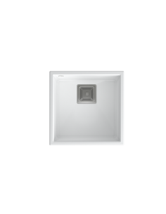 DAVID 40 1-bowl undermount sink with square waste + save space siphon / snow white / steel elements - 1 2