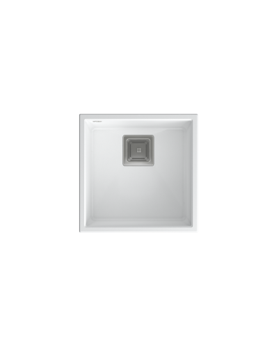 DAVID 40 1-bowl undermount sink with square waste + save space siphon / snow white / steel elements - 2