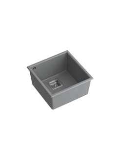 DAVID 40 1-bowl undermount sink with square waste + save space siphon / silver stone / steel elements - 1