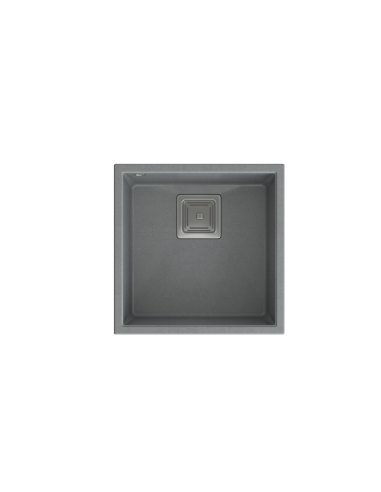 DAVID 40 1-bowl undermount sink with square waste + save space siphon / silver stone / steel elements - 2