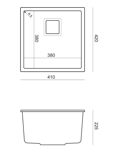 DAVID 40 1-bowl undermount sink with square waste + save space siphon / silver stone / steel elements - 3