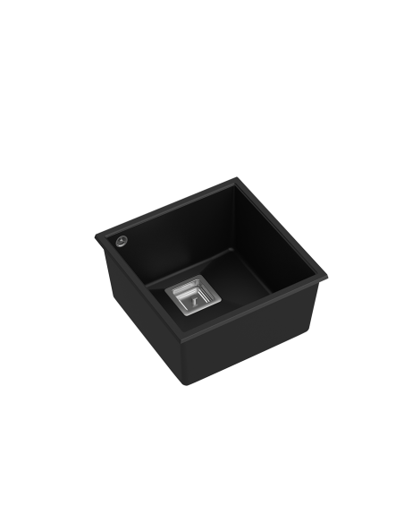 DAVID 40 1-bowl undermount sink with square waste + save space siphon / pure carbon / steel elements - 1