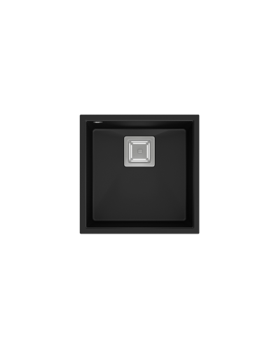 DAVID 40 1-bowl undermount sink with square waste + save space siphon / pure carbon / steel elements - 2