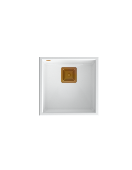 DAVID 40 + nano PVD 1-bowl undermount sink with square waste + save space siphon PVD colour / snow white / copper elements - 2