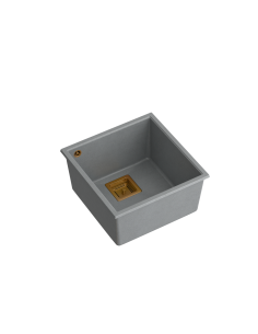DAVID 40 + nano PVD 1-bowl undermount sink with square waste + save space siphon PVD colour / silver stone / copper elements - 1
