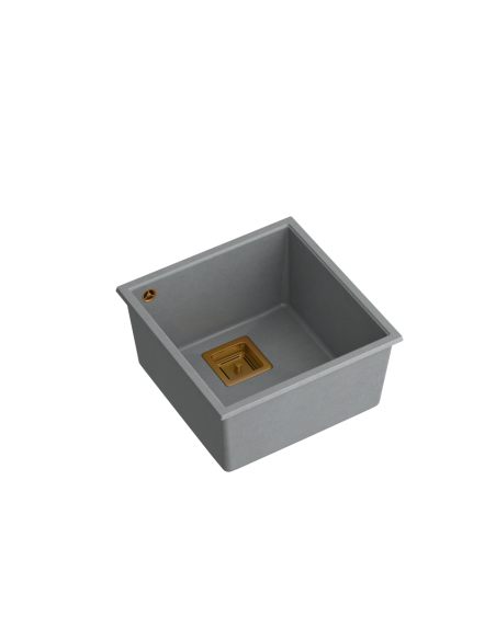 DAVID 40 + nano PVD 1-bowl undermount sink with square waste + save space siphon PVD colour / silver stone / copper elements - 1