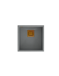 DAVID 40 + nano PVD 1-bowl undermount sink with square waste + save space siphon PVD colour / silver stone / copper elements - 1 2