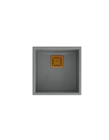 DAVID 40 + nano PVD 1-bowl undermount sink with square waste + save space siphon PVD colour / silver stone / copper elements - 2