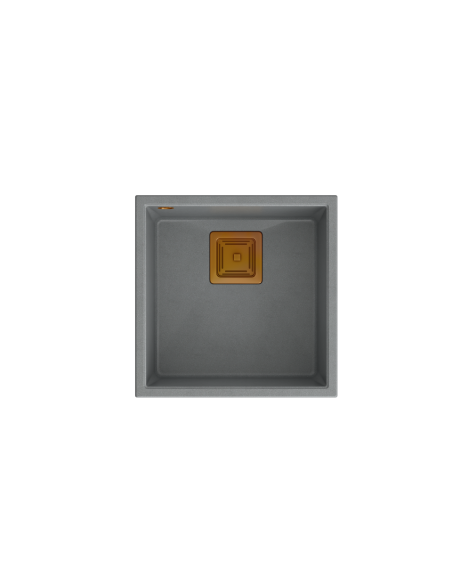 DAVID 40 + nano PVD 1-bowl undermount sink with square waste + save space siphon PVD colour / silver stone / copper elements - 2