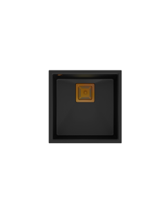 DAVID 40 + nano PVD 1-bowl undermount sink with square waste + save space siphon PVD colour / pure carbon / copper elements - 1 2