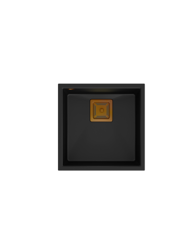 DAVID 40 + nano PVD 1-bowl undermount sink with square waste + save space siphon PVD colour / pure carbon / copper elements - 2