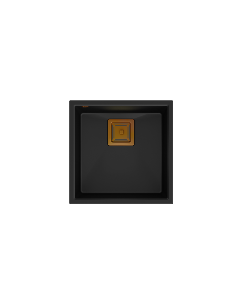 DAVID 40 + nano PVD 1-bowl undermount sink with square waste + save space siphon PVD colour / pure carbon / copper elements - 2