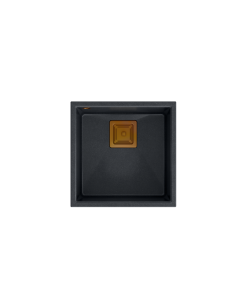 DAVID 40 + nano PVD 1-bowl undermount sink with square waste + save space siphon PVD colour / black diamond / copper elements -  2