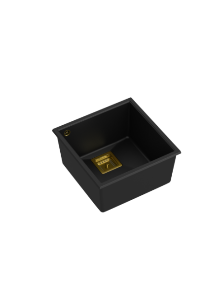 DAVID 40 + nano PVD 1-bowl undermount sink with square waste + save space siphon PVD colour / pure carbon/ gold elements - 1