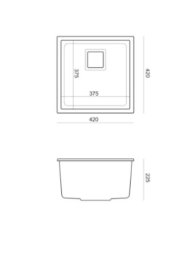 DAVID 40 + nano PVD 1-bowl undermount sink with square waste + save space siphon PVD colour / pure carbon/ gold elements - 3