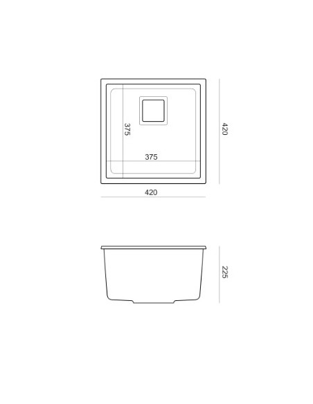 DAVID 40 + nano PVD 1-bowl undermount sink with square waste + save space siphon PVD colour / pure carbon/ gold elements - 3