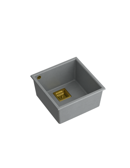 DAVID 40 + nano PVD 1-bowl undermount sink with square waste + save space siphon PVD colour / silver stone / gold elements - 1