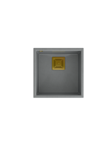 DAVID 40 + nano PVD 1-bowl undermount sink with square waste + save space siphon PVD colour / silver stone / gold elements - 2