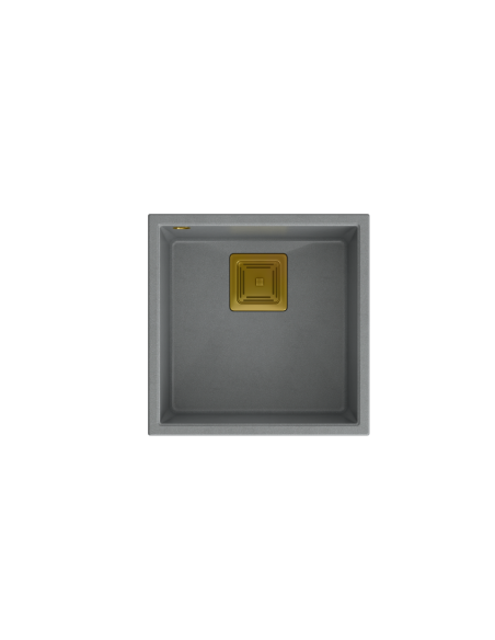 DAVID 40 + nano PVD 1-bowl undermount sink with square waste + save space siphon PVD colour / silver stone / gold elements - 2