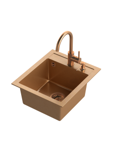 JOHNNY 100 Art Copper with manual siphon, mixer tap Naomi and dispenser - copper - 1