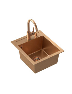 JOHNNY 100 Art Copper with manual siphon, mixer tap Naomi and dispenser - copper - 1 2