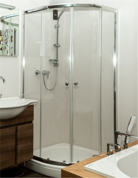 Flory semi-circular shower cabin 90x90x185cm with acrylic tray - 2 Flory semi-circular shower cabin 90x90x185cm with acrylic tray - 2