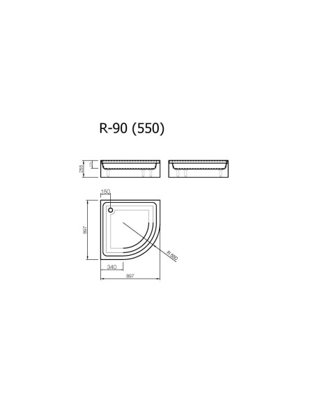 Душевая кабина полукруглая Flory FSK21038-90R 90x90x185см с поддоном из каменной массы, R 550MM - 2
