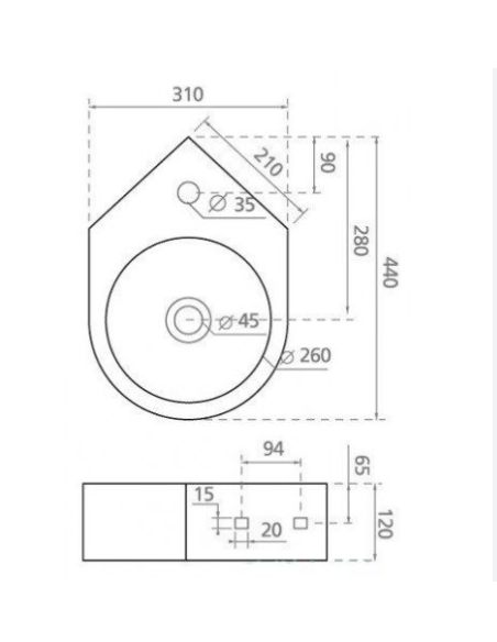 Keramiskā izlietne 44x31x12cm 4049, BRISTOL - 3