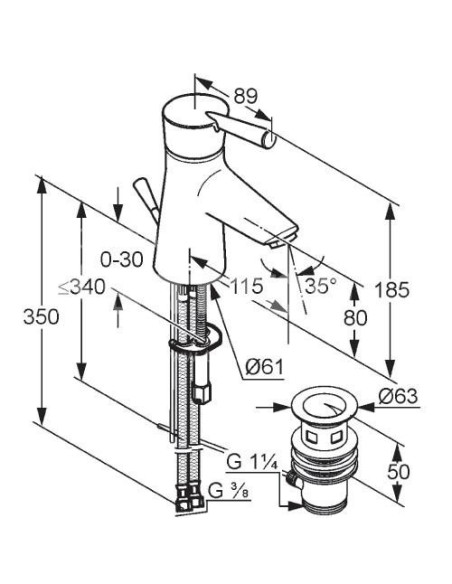 Keramiskās izl.krāns ar noteci 541290575 - 2 Keramiskās izl.krāns ar noteci 541290575 - 2