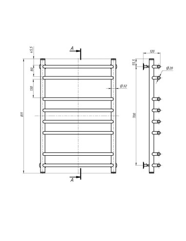 Stainless Steel Heated Towel Rail BLUES 500х800
