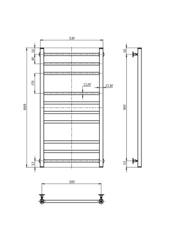Stainless Steel Heated Towel Rail LOFT 500x1000