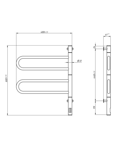 Electric Towel Rail WHITE FOUETTE Sensor 480х600 Electric Towel Rail WHITE FOUETTE Sensor 480х600