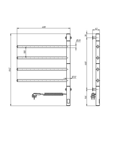 Electric Towel Rail BLACK ARABESQUE 480х600 Sensor
