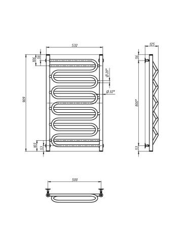 Stainless Steel Heated Towel Rail ILLUSION 500x900