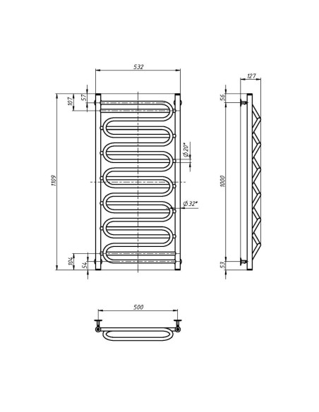 Stainless Steel Heated Towel Rail ILLUSION 500x1100