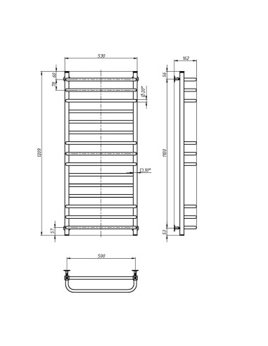 Stainless Steel Heated Towel Rail GRANDIS 500x1200