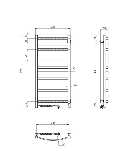 Electric Towel Rail WHITE NAVIN AVALON 480х1000 Sensor left Electric Towel Rail WHITE NAVIN AVALON 480х1000 Sensor left