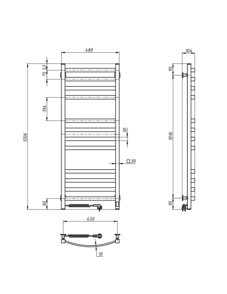 Electric Towel Rail BLACK NAVIN AVALON 480х1200 Sensor left Electric Towel Rail BLACK NAVIN AVALON 480х1200 Sensor left